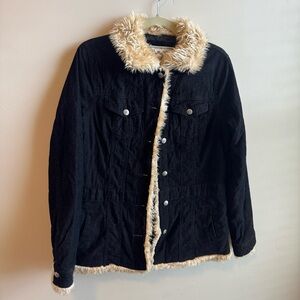 Roxy Black Faux Fur Trim Jacket